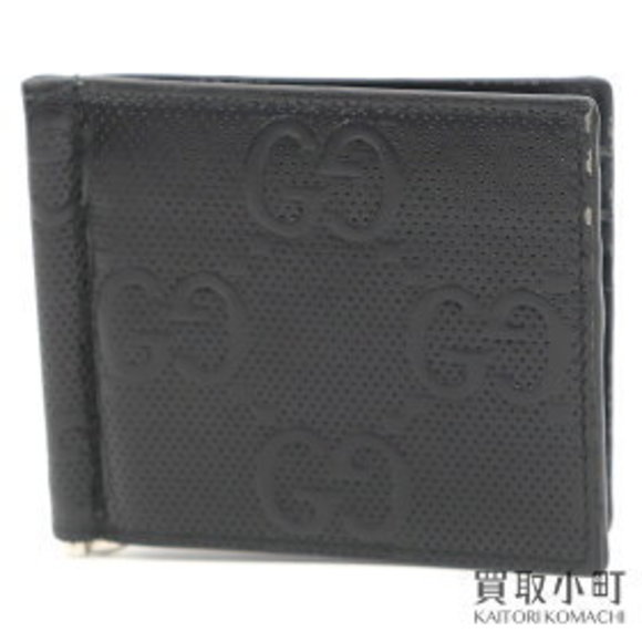 Gucci Clip Money Case Bill Wallet GG Black Bifold Calfskin - Picture 1 of 7